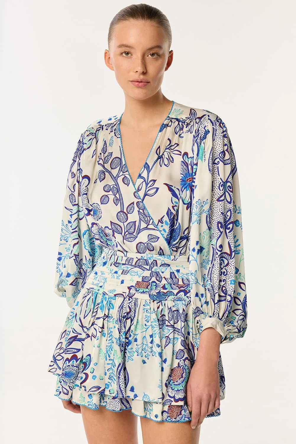 Mini Dress Colleen - Blue Geo Fish sold by Poupette St Barth product image thumbnail 2