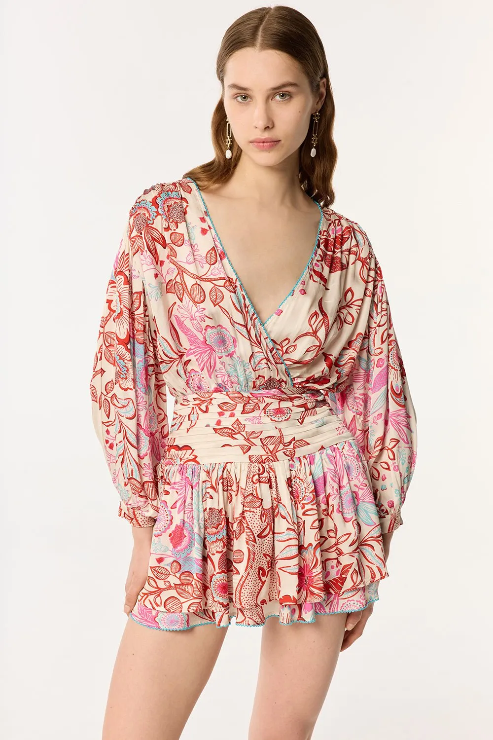 Mini Dress Colleen - Red Geo Fish sold by Poupette St Barth product image thumbnail 2