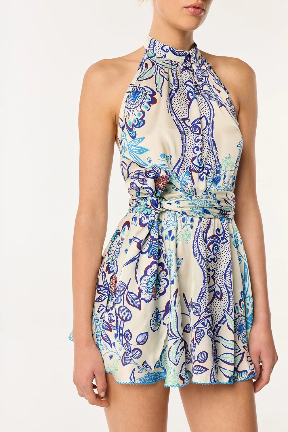 Mini Dress Cassandra - Blue Geo Fish sold by Poupette St Barth product image thumbnail 2