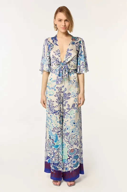 Long Jumpsuit Celie - Blue Geo Fish sold by Poupette St Barth