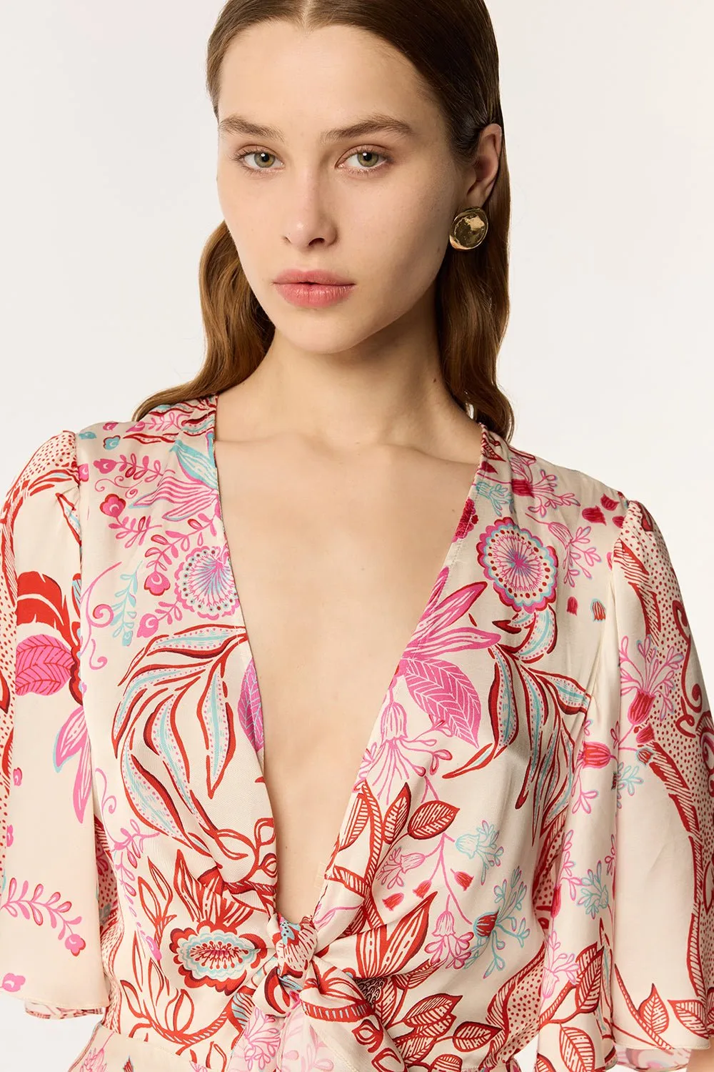 Long Jumpsuit Celie - Red Geo Fish sold by Poupette St Barth product image thumbnail 3