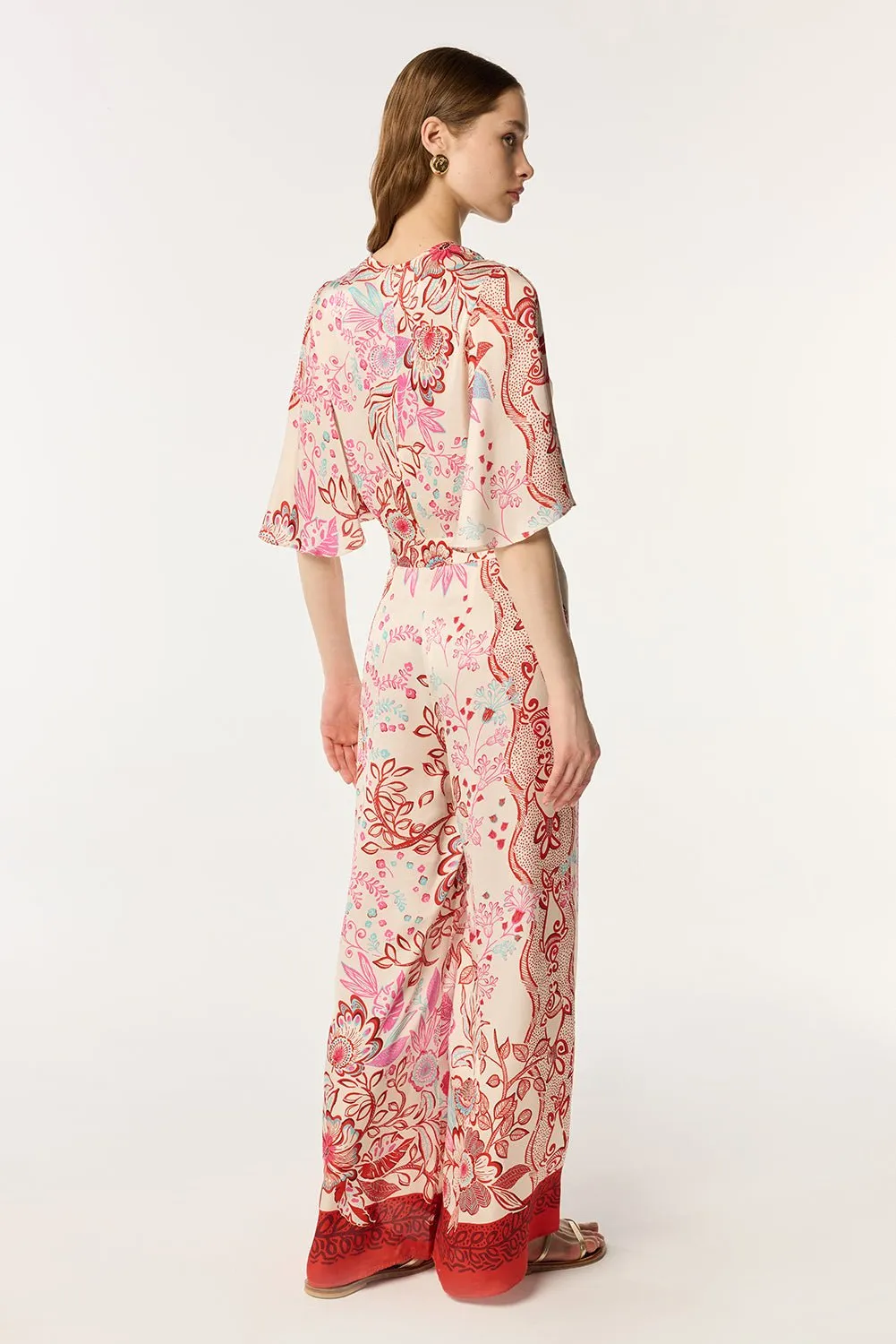 Long Jumpsuit Celie - Red Geo Fish sold by Poupette St Barth product image thumbnail 2