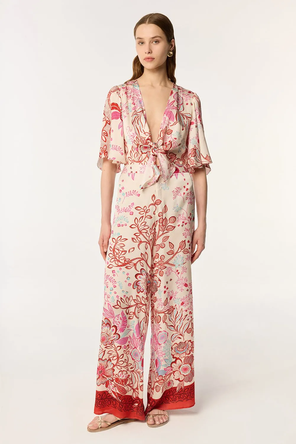 Long Jumpsuit Celie - Red Geo Fish sold by Poupette St Barth