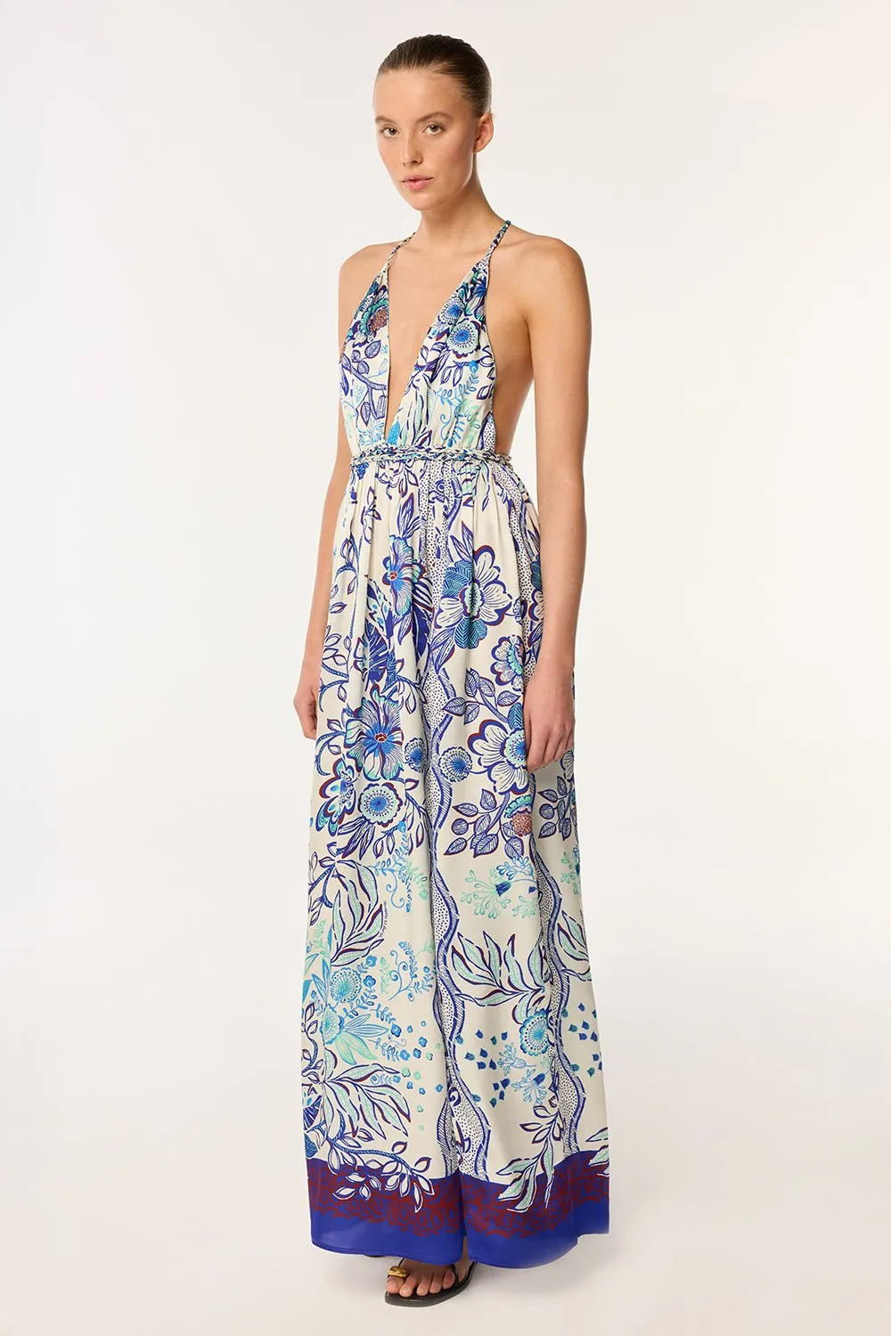 Long Dress Calla - Blue Geo Fish sold by Poupette St Barth product image thumbnail 2