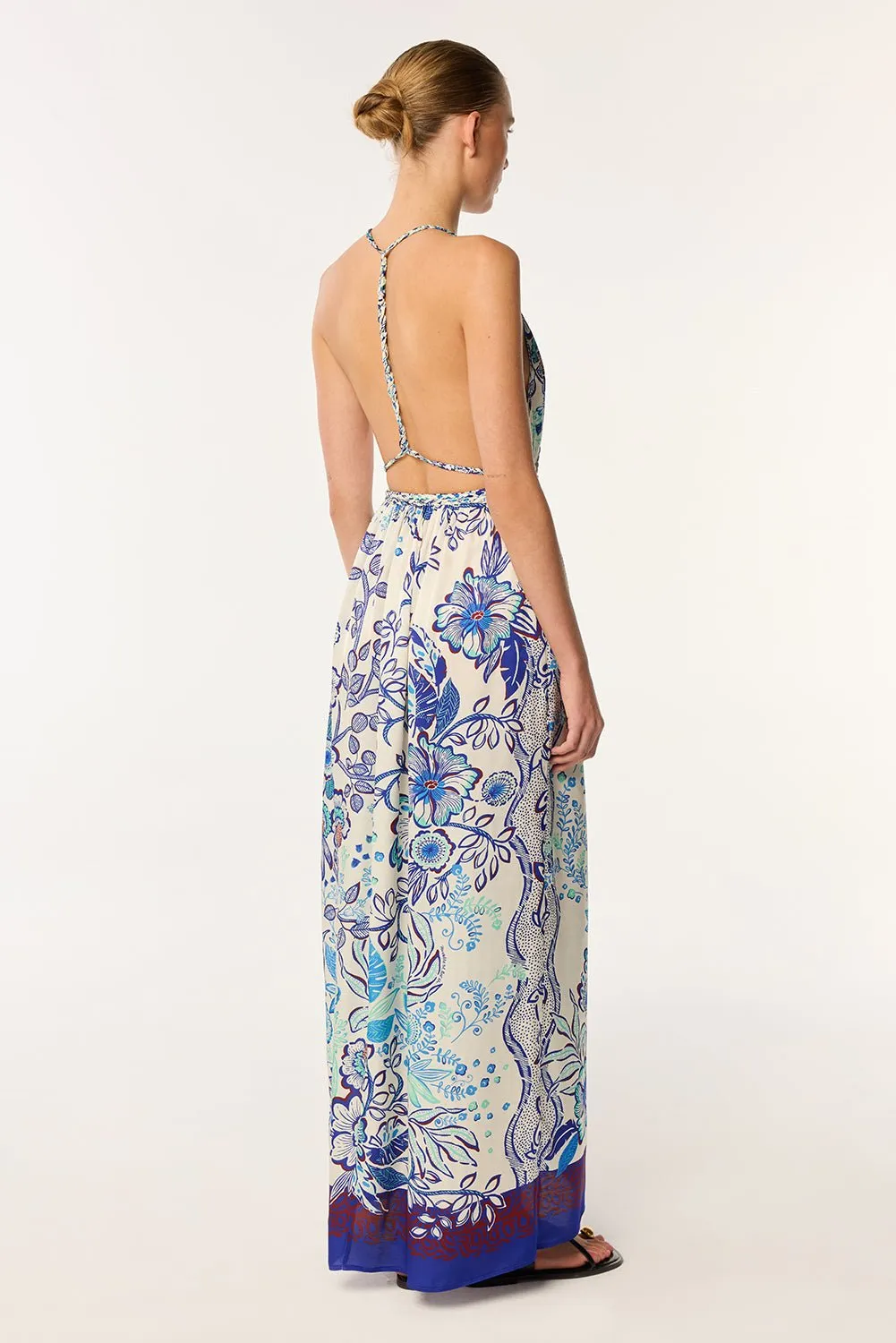 Long Dress Calla - Blue Geo Fish sold by Poupette St Barth product image thumbnail 3