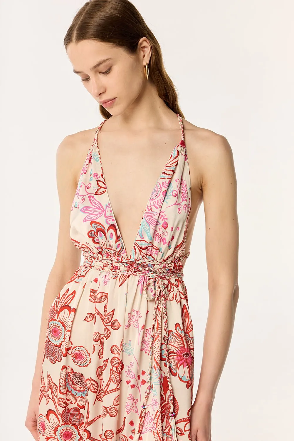 Long Dress Calla - Red Geo Fish sold by Poupette St Barth product image thumbnail 2