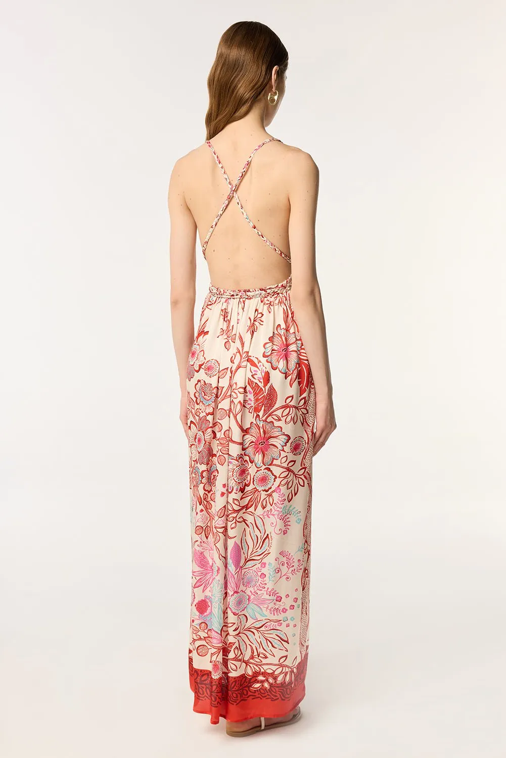 Long Dress Calla - Red Geo Fish sold by Poupette St Barth product image thumbnail 3