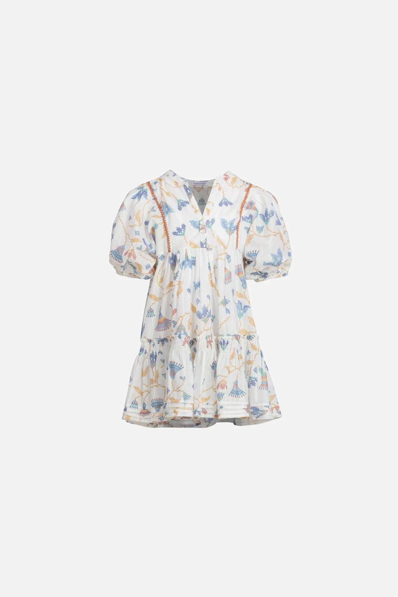 Mini Dress Aria for girls - Blue Ylang Ylang sold by Poupette St Barth