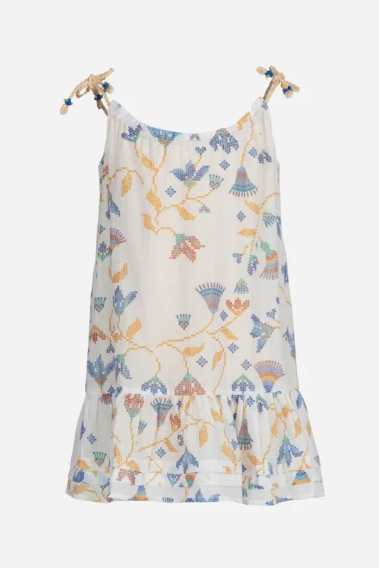 Mini Dress Billie for girls - Blue Ylang Ylang made by Poupette St Barth