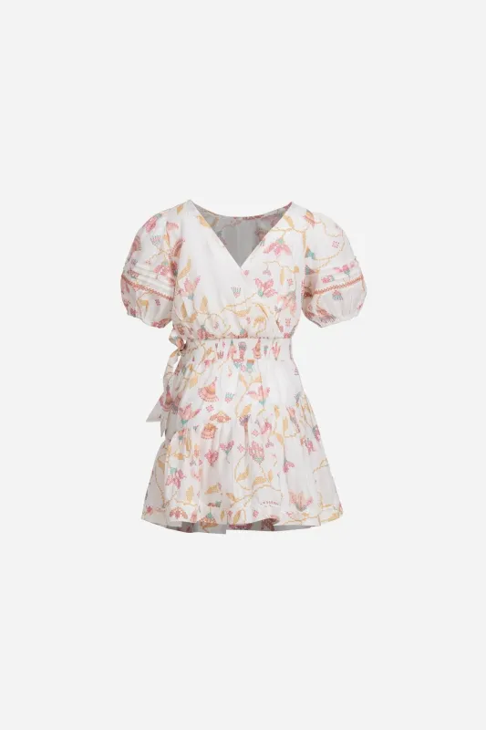 Mini Dress Chantal for girls - Pink Ylang Ylang sold by Poupette St Barth