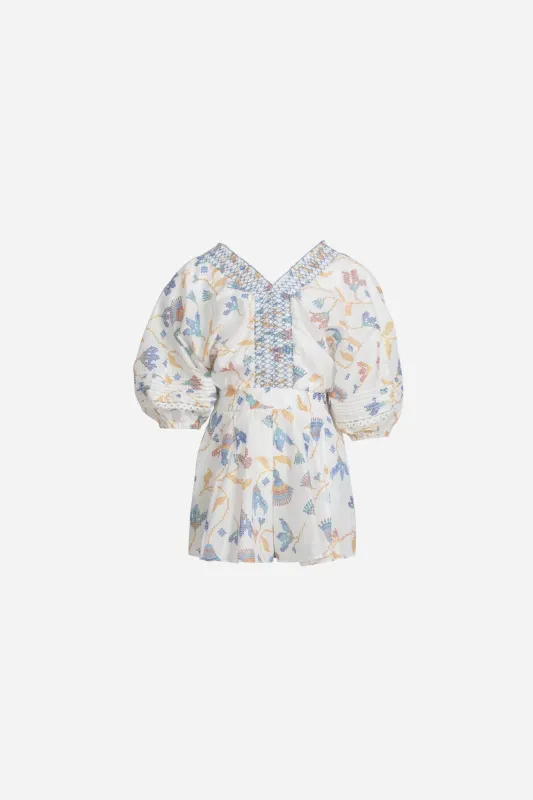 Short Jumpsuit Chantal for girls - Blue Ylang Ylang sold by Poupette St Barth