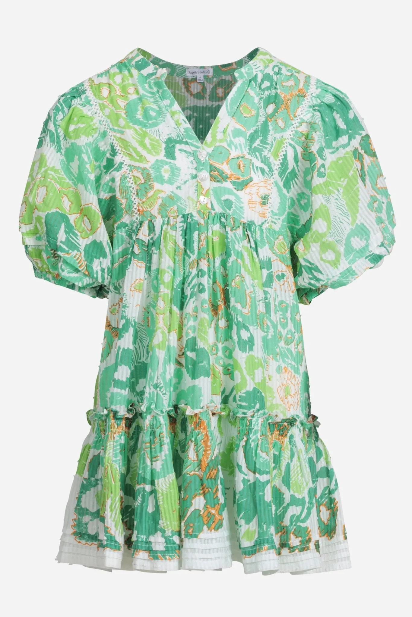 Mini Dress Aria for girls - Green Pencilleo sold by Poupette St Barth