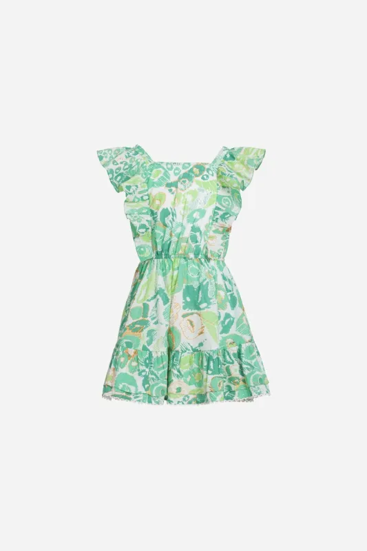 Mini Dress Kora for girls - Green Pencilleo sold by Poupette St Barth