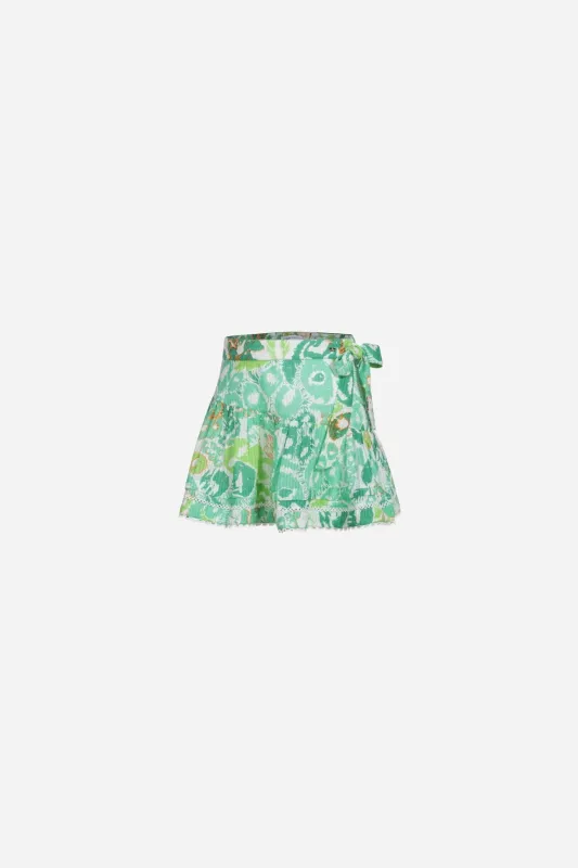 Mini Skirt Chantal for girls - Green Pencilleo sold by Poupette St Barth