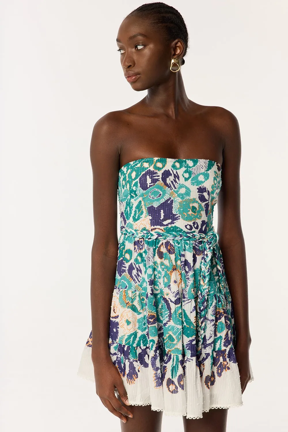 Bandeau Dress Christine - Blue Pencilleo sold by Poupette St Barth