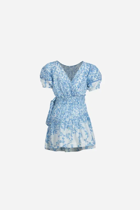 Mini Dress Chantal for girls - Blue Lazuli sold by Poupette St Barth