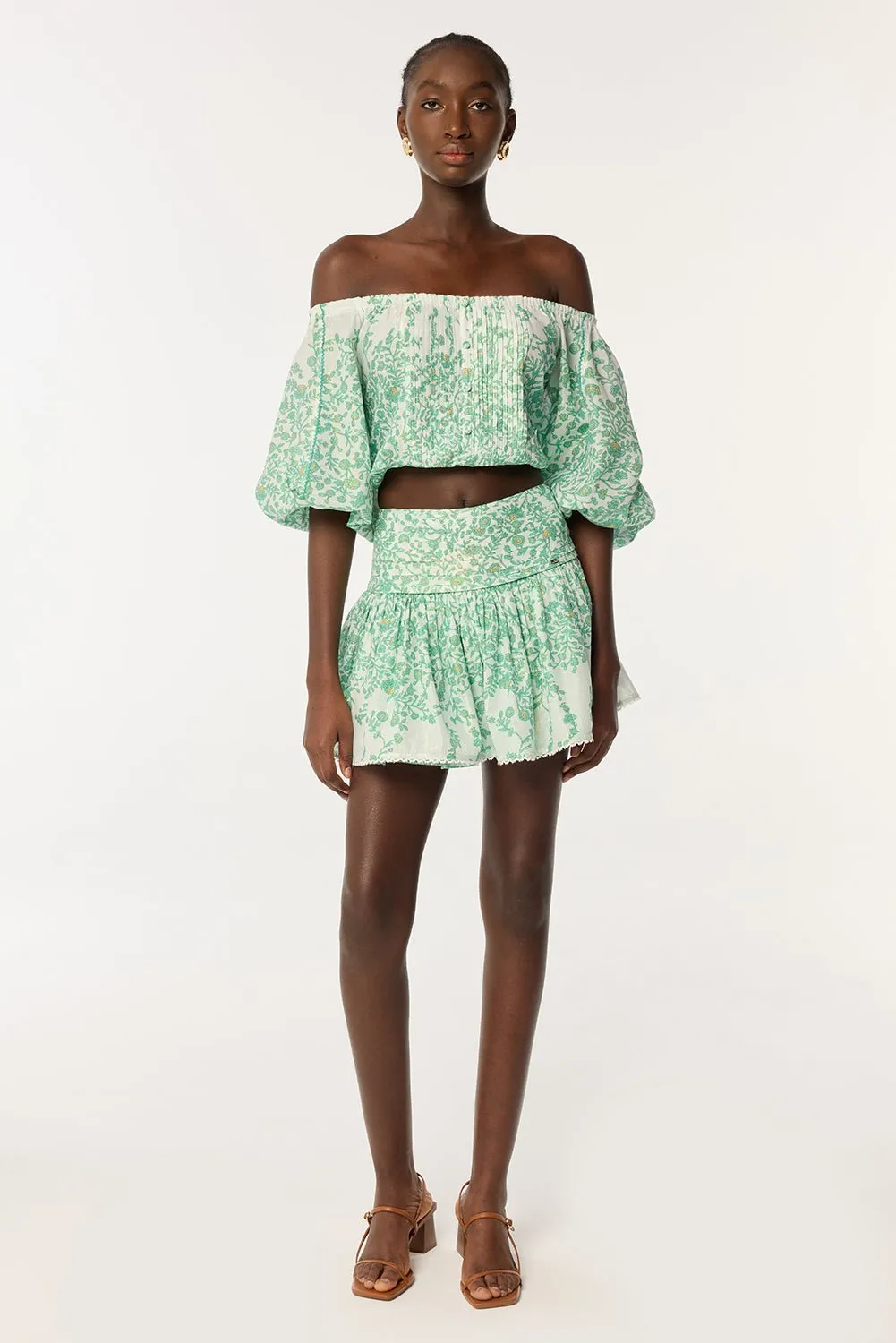 Mini Skirt Colleen - Green Lazuli sold by Poupette St Barth product image thumbnail 2