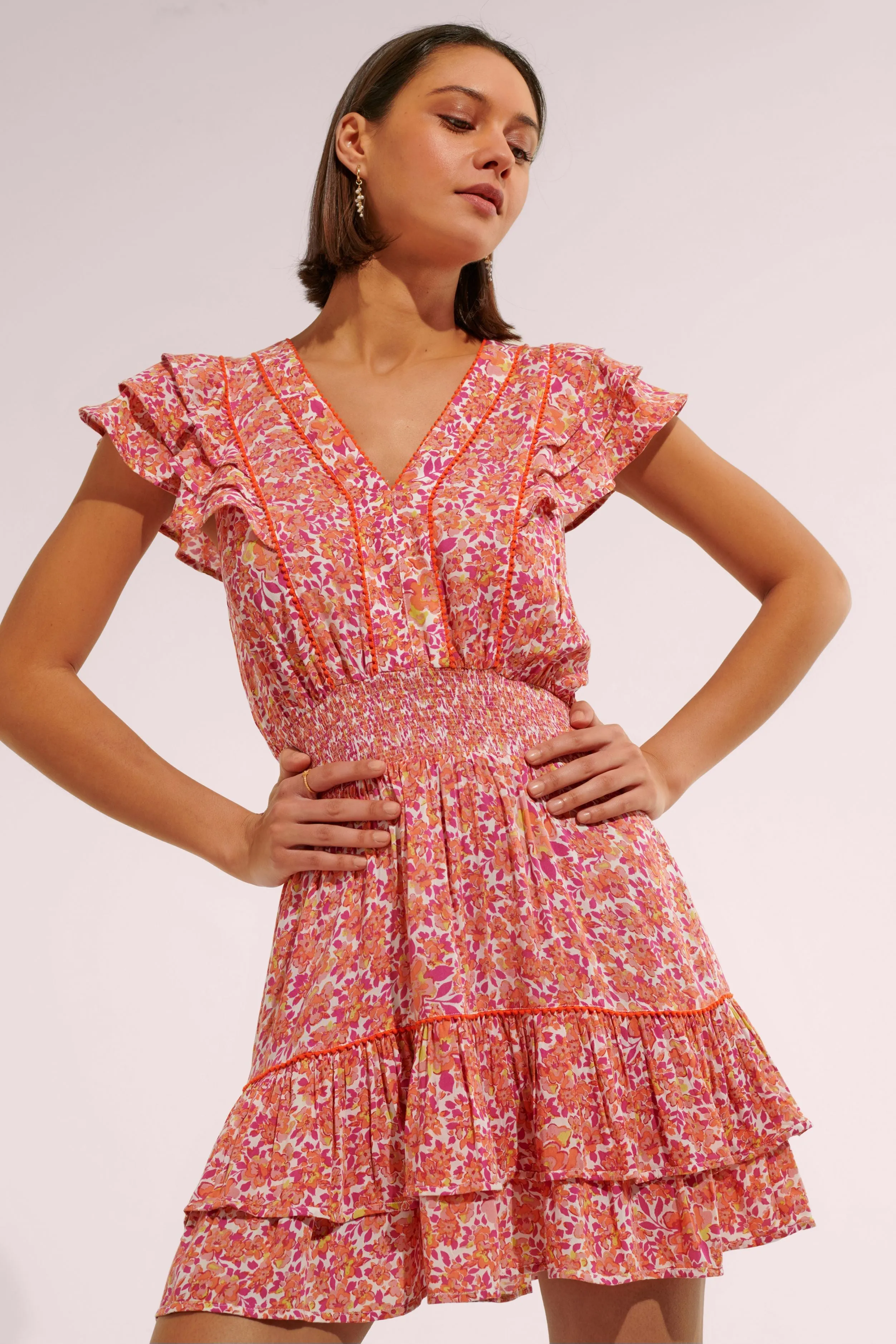 Mini Dress Camila - Pink Net sold by Poupette St Barth