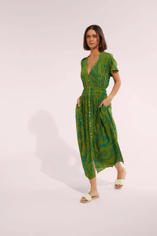 Long Dress Becky - Green Gauguin sold by Poupette St Barth