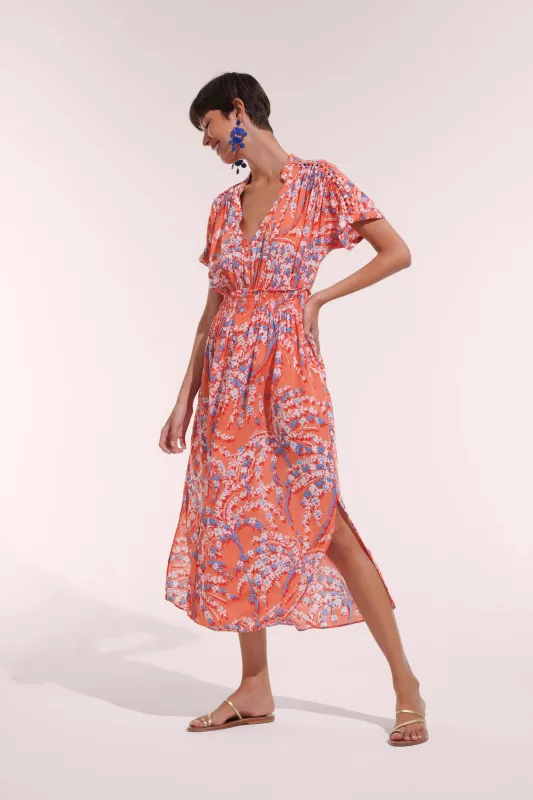 Long Dress Becky - Orange Palmery sold by Poupette St Barth