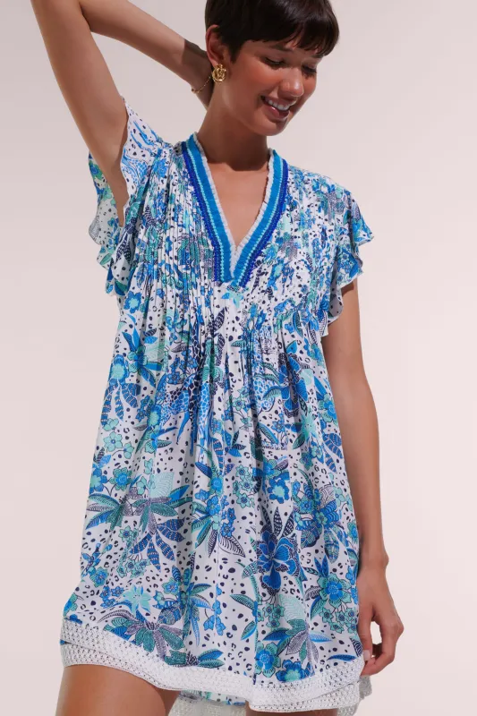 Mini Dress Sasha - Blue Savana sold by Poupette St Barth