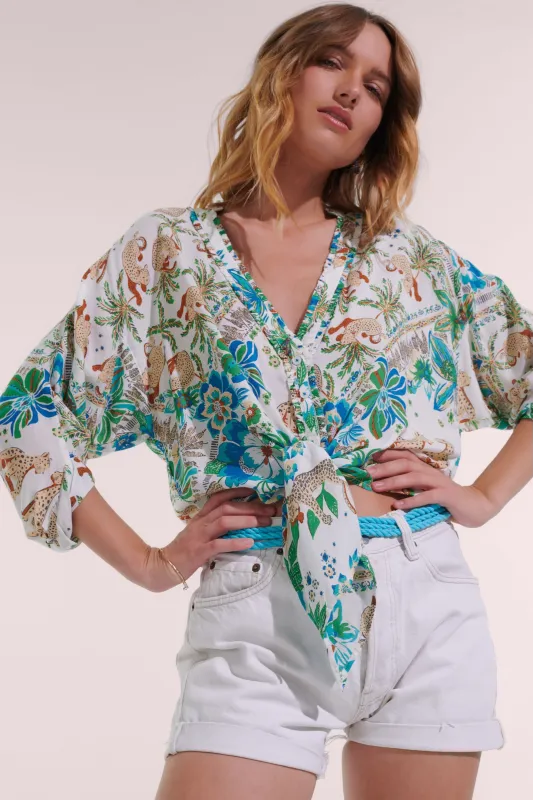 Shirt Azia - Blue Leo Foulard sold by Poupette St Barth