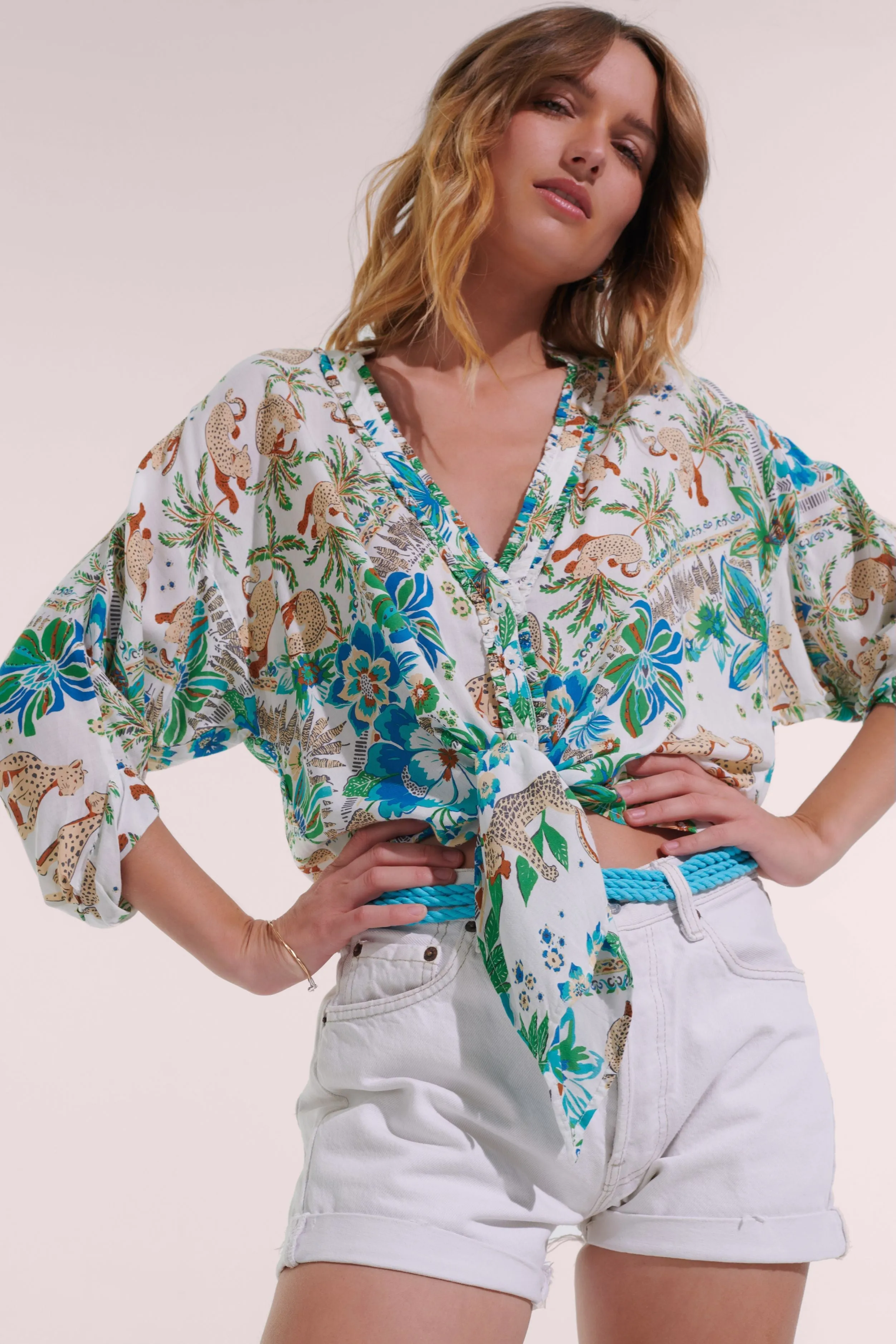 Shirt Azia - Blue Leo Foulard sold by Poupette St Barth