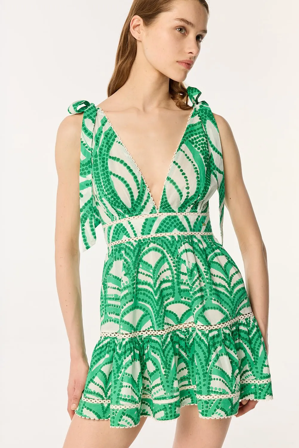 Mini Dress Cara - Green Himba sold by Poupette St Barth product image thumbnail 4