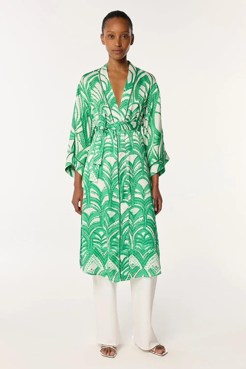 Long Kimono Erica - Green Himba sold by Poupette St Barth product image thumbnail 2