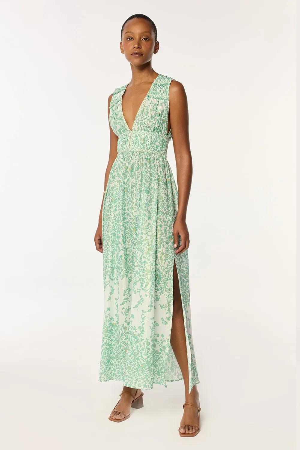 Long Dress Chiara - Green Lazuli sold by Poupette St Barth product image thumbnail 2