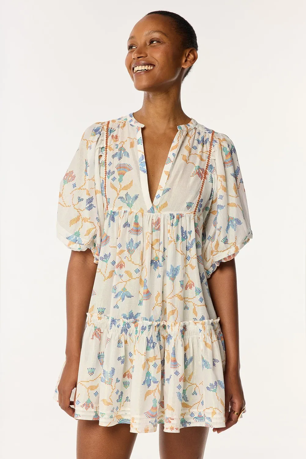 Mini Dress Aria - Blue Ylang Ylang sold by Poupette St Barth