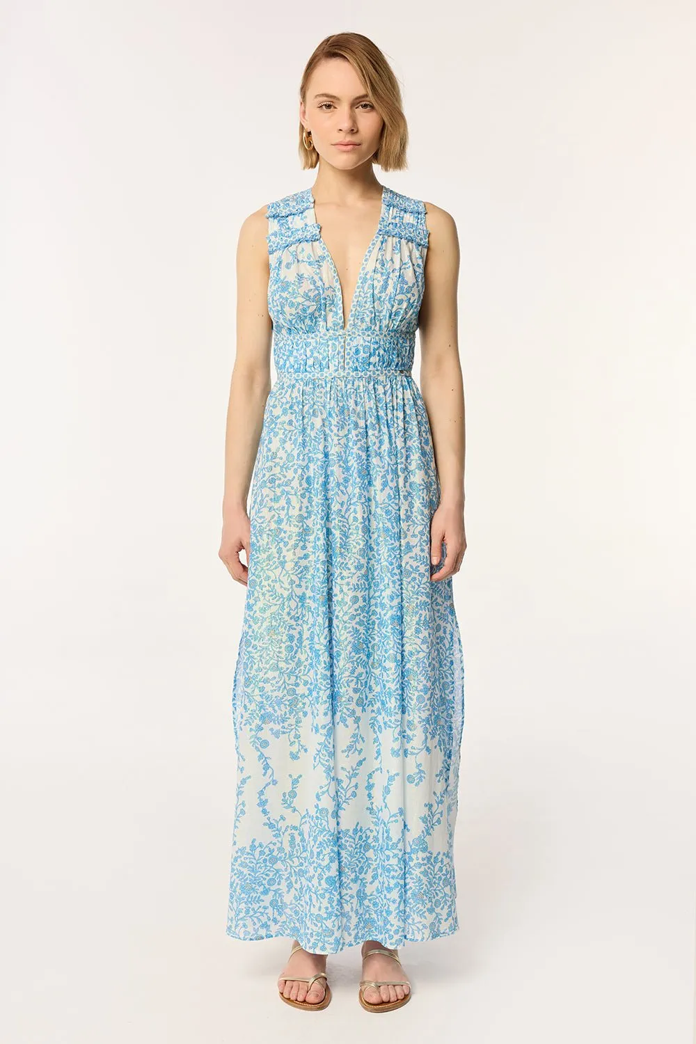 Long Dress Chiara - Blue Lazuli sold by Poupette St Barth product image thumbnail 2