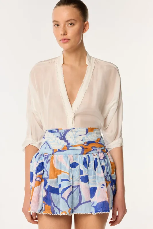 Mini Skirt Colleen - Blue Macro Lilium sold by Poupette St Barth