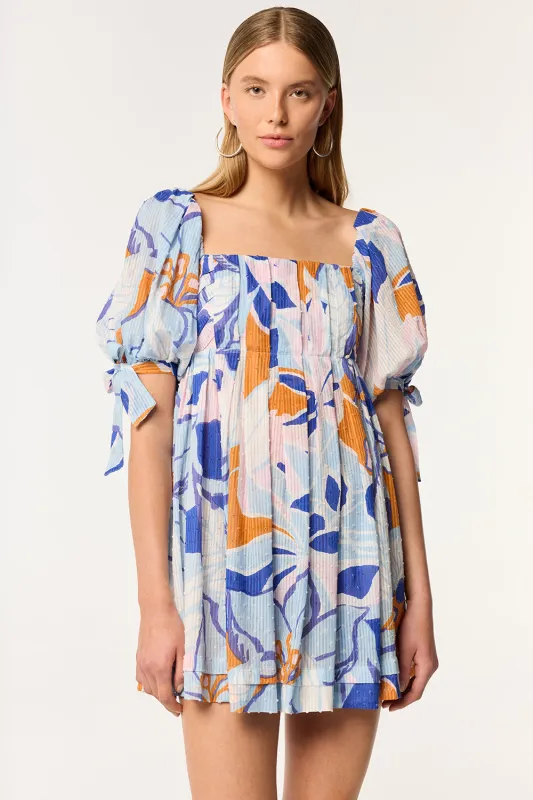 Mini Dress Catalina - Blue Macro Lilium sold by Poupette St Barth