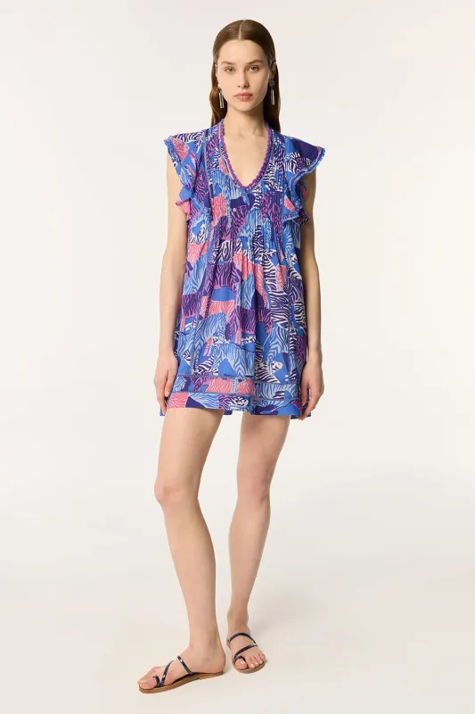 Mini Dress Camelia - Blue Ashanti sold by Poupette St Barth