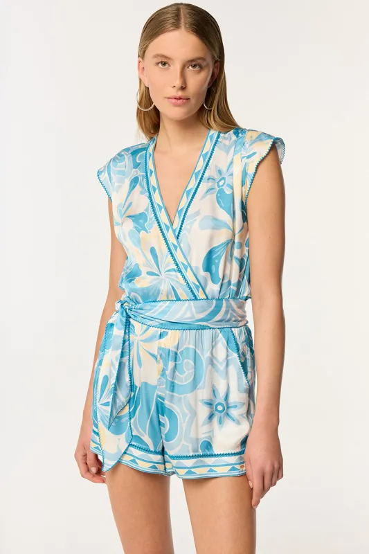 Short Jumpsuit Anaik - Blue Fantasia sold by Poupette St Barth