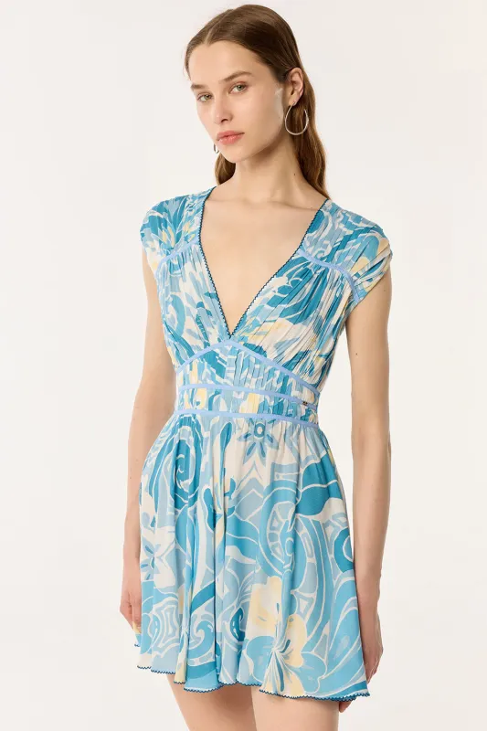 Mini Dress Ciao - Blue Fantasia sold by Poupette St Barth