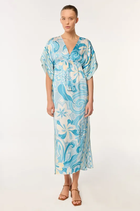 Long Kaftan Amaya - Blue Fantasia sold by Poupette St Barth