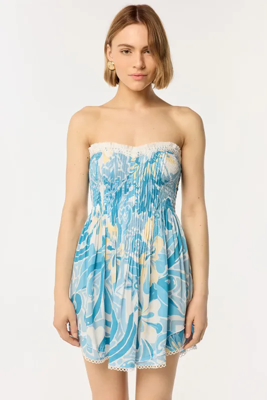 Bandeau Dress Claire - Blue Fantasia sold by Poupette St Barth