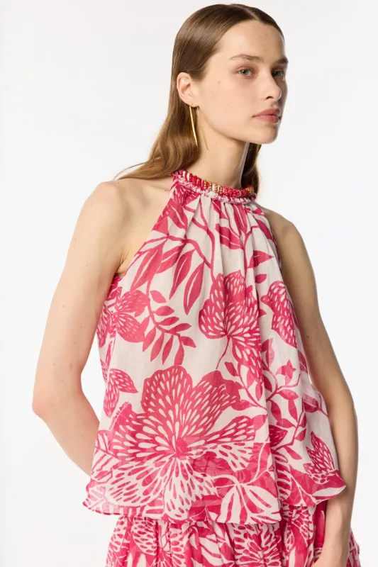 Top Cleo - White Pink Macro Stelis sold by Poupette St Barth