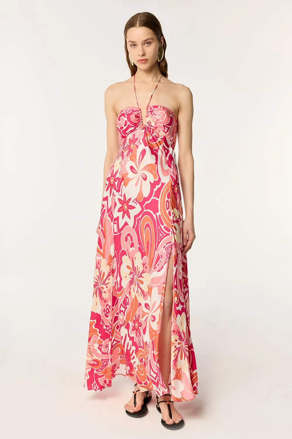 Long Dress Carla - Pink Fantasia sold by Poupette St Barth product image thumbnail 2
