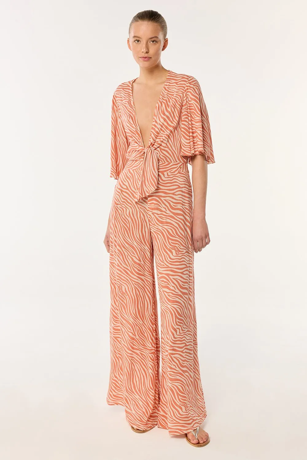 Long Jumpsuit Celie - Orange Zebra Stripes sold by Poupette St Barth