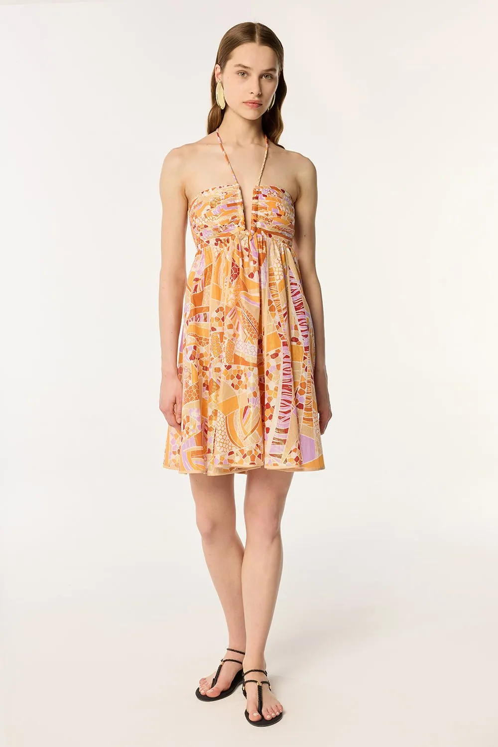 Mini Dress Cycas - Orange Mosaic sold by Poupette St Barth product image thumbnail 2