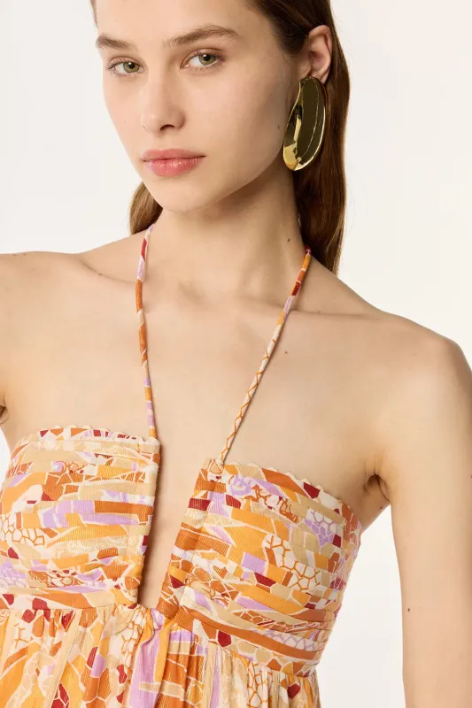 Mini Dress Cycas - Orange Mosaic sold by Poupette St Barth