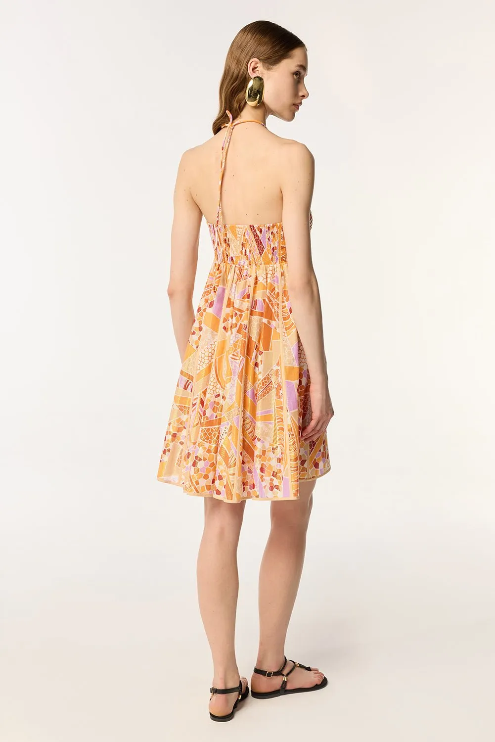 Mini Dress Cycas - Orange Mosaic sold by Poupette St Barth product image thumbnail 3