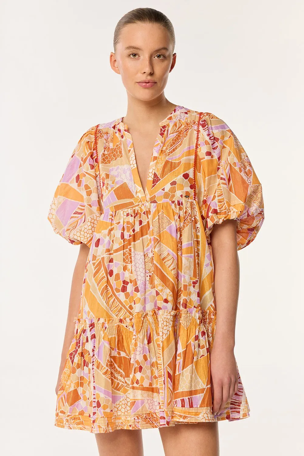 Mini Dress Aria - Orange Mosaic sold by Poupette St Barth