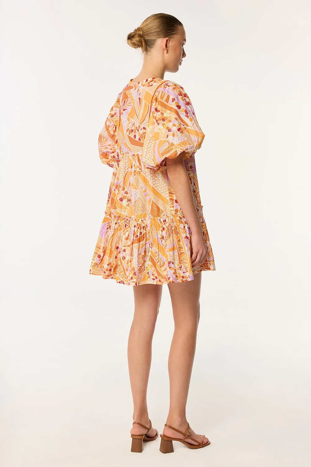 Mini Dress Aria - Orange Mosaic sold by Poupette St Barth product image thumbnail 3
