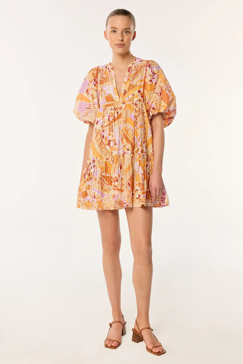 Mini Dress Aria - Orange Mosaic sold by Poupette St Barth product image thumbnail 2