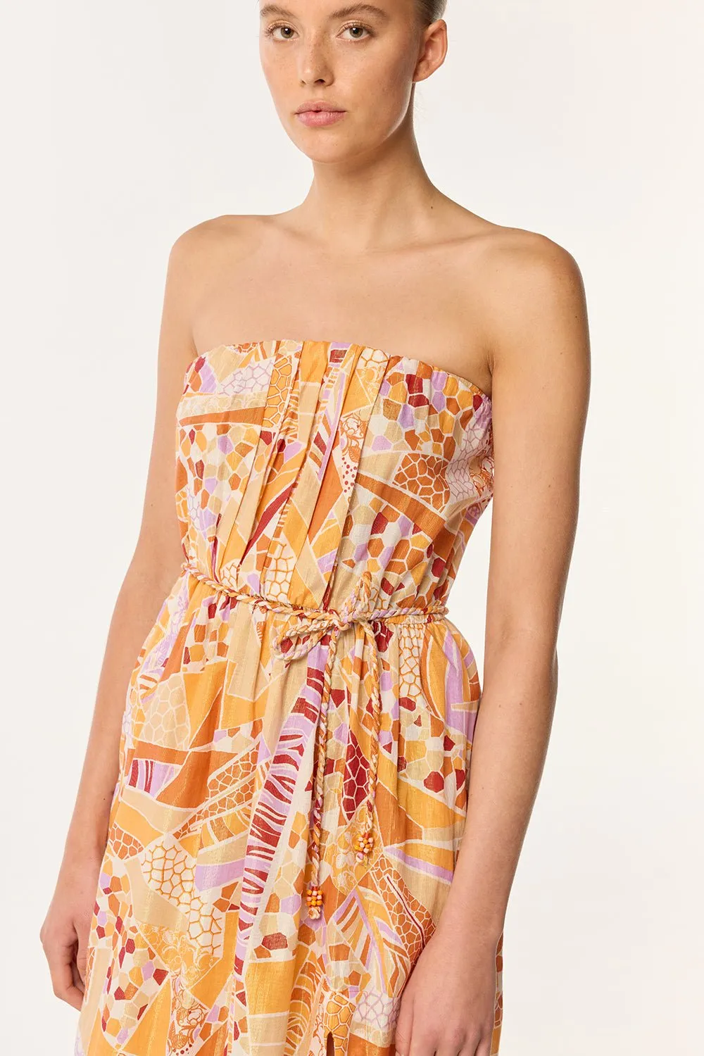 Long Dress Mara - Orange Mosaic sold by Poupette St Barth product image thumbnail 2