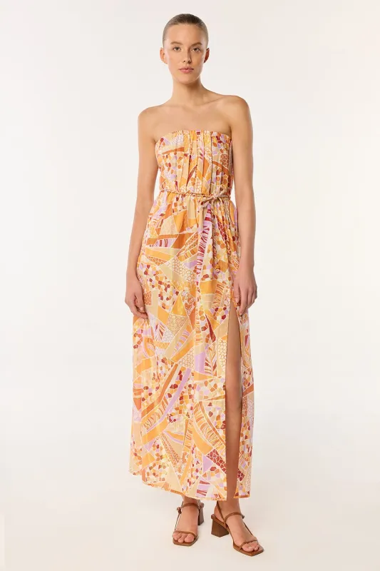 Long Dress Mara - Orange Mosaic sold by Poupette St Barth